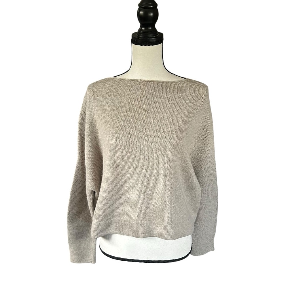 Lauren Manoogian 100% Baby Alpaca Sweater Neutral Cropped Quiet Luxury Small
